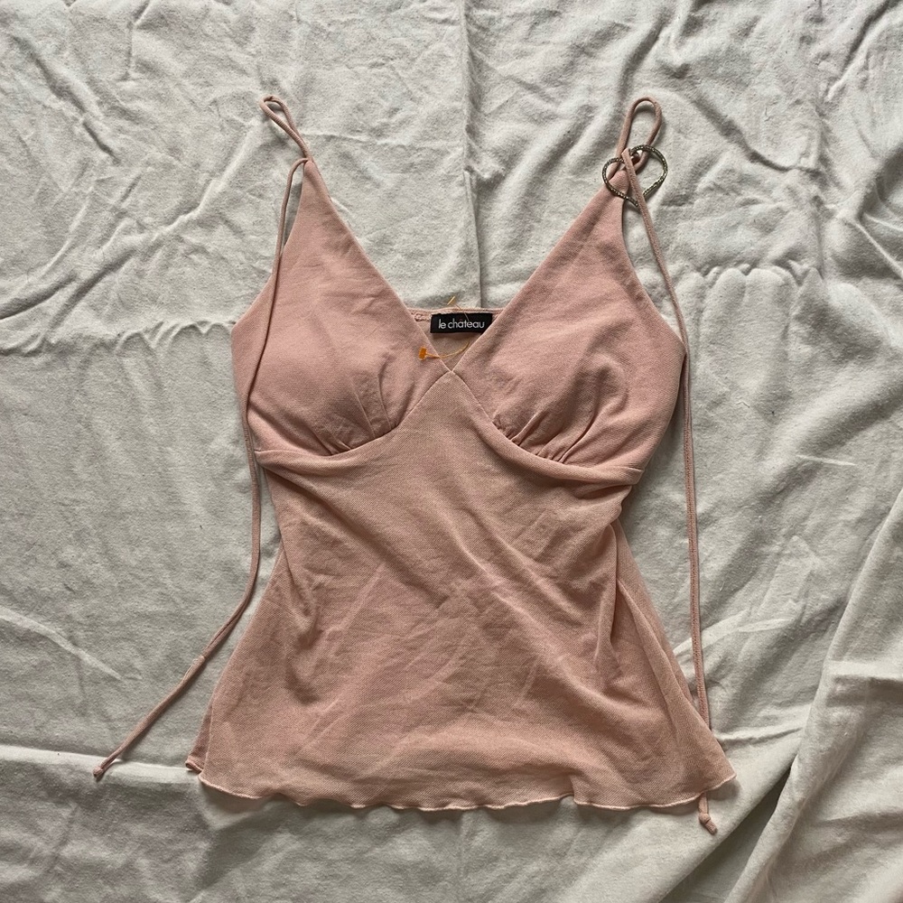 Y2K string detail tank top with heart strap detail